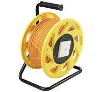 Câble réseau avec enrouleur Renkforce RJ45 réseau informatique CAT 7a S/FTP 90.00 m orange rond