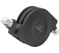 Câble réseau, câble patch Renkforce RF-4476386 RJ45 CAT 6a U/FTP 1.50 m noir modèle plat, avec enrouleur 1 pc(s)