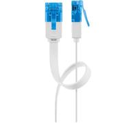 Goobay 96303 CAT 6 A U/UTP Câble de Liaison Plat, Blanc, 0.5m Longueur