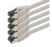 Câble réseau Cat 8 1 m Câble CAT8 Gris - Pack de 5 Câble Ethernet Cat.8 Lan 2000 MHz 40 Gbit s 40GBase-T Poe+ Câble Ethernet LSZH - 5 x 1 mètre Gris