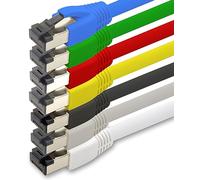 Câble réseau Cat 8 de 0,5 m Jeu de couleurs de câbles CAT8-7 pièces Cat.8 Lan 2000 MHz 40 Gbit s 40GBase-T Poe+ câble patch Câble Ethernet LSZH - 7 x 0,5 mètres