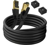 Câble Réseau Cat.8 LAN RJ45 Cable Ethernet 40G-2GHz Compatible avec Modem, Routeur, Switch Gigabit, Smart TV, Console de Jeu, Ordinateur Portable PC (CAT.8 Rond, Noir, 10 Mètres)