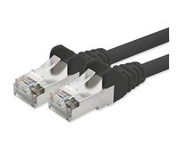 Câble réseau CAT5e 2x connecteur RJ45 feuille et câble de raccordement réseau SFTP blindé par tresse 50m noir