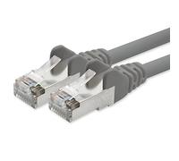 Câble réseau CAT5e 2x connecteur RJ45 feuille et câble de raccordement réseau SFTP blindé par tresse 30m gris