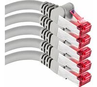 Câble réseau Cat6 5x 0,5m CAT6 - blindage SFTP - Câble patch CAT.6 RJ45 Câble Ethernet DSL LAN routeur commutateur modem panneau de brassage - gris - 5 pièces