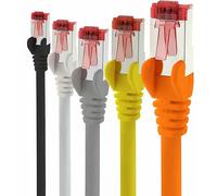 Câble réseau Cat6 5x 1m CAT6 - blindage SFTP - Câble patch CAT.6 RJ45 Câble Ethernet - noir, blanc, gris, jaune, orange - 5 couleurs