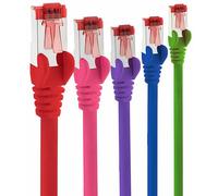 Câble réseau Cat6 5x 1m CAT6 - blindage SFTP - Câble patch CAT.6 RJ45 Câble Ethernet - rouge, magenta, violet, bleu, vert - 5 couleurs