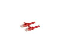 Câble réseau Cat6 Gigabit UTP sans crochet de 15m - Cordon Ethernet RJ45 anti-accroc - Câble patch Mâle / Mâle - Rouge - Cordon de raccordement -
