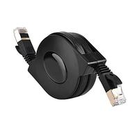 Câble Réseau Ethernet Cat7 RJ45 Câble Gigabit LAN Plat Rétractable 10 Gbps 600Mhz Compatible avec Cat3 / Cat5 / Cat5e / Cat6, etc. 1.5m