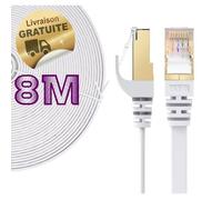 Câble Réseau Ethernet - ELFCAM - Cat 7 STP - 8m - Câble Plat - 100% Cuivre