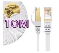 Câble Réseau Ethernet RJ45 - Cat 7 - 10m - STP - 100% Cuivre - Câble Plat