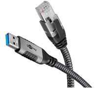 Goobay 70497 changeur de genre de câble USB A RJ-45 Noir, Argent