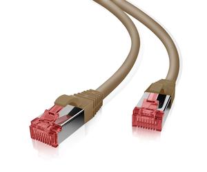 Câble réseau Helos 191064 Cat6 S/FTP 10m RJ-45 vers RJ-45 blindage double marron pour Ethernet Gigabit