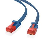 Câble réseau Helos 262972 Cat6a U/UTP RJ-45 7,5m plat bleu pour Ethernet Gigabit 10Gbps