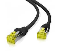 Câble réseau Helos 263808 Cat6a S/FTP blindé RJ-45 vers RJ-45 0,5m noir rond pour Ethernet 10 Gigabit