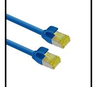 Câble réseau Helos 333085 Cat6a S/FTP 7,5m RJ-45 contacts plaqués or 10 Gbit/s bleu et jaune rond
