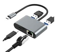 Câble réseau - Hub USB C Ethernet, adaptateur réseau | Adaptateur de charge rapide pour appareil large, composants internes d'ordinateur pour projecteur, téléphone, salle de réunion, maison, gris (6,2