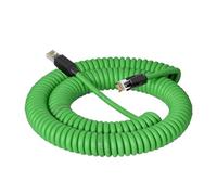 Câble réseau industriel RJ45 8 broches, fil de signal spiralé rétractable vers Cat6A Gigabit, chaîne de remorquage à double blindage et ressort(Green,1m)