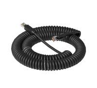 Câble réseau industriel RJ45 8 broches, fil de signal spiralé rétractable vers Cat6A Gigabit, chaîne de remorquage à double blindage et ressort(Black,5m)