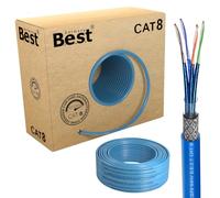 Câble réseau LAN CAT 8 100 m en cuivre pur S/FTP 40 Gbit | 100 % cuivre pur, câble de pose LAN, câble réseau Ethernet, S/FTP, 40 Gbit, PoE++, LSZH, routeur, commutateur