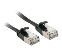 Câble réseau - Lindy - Cordon de raccordement RJ-45 - 10 m - CAT 6a - Plat noir