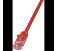 Câble réseau LogiLink Cat.6 U/UTP RJ-45 0,5m rouge contacts cuivre pour Ethernet Gigabit réf. CQ2024U