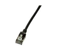 Câble réseau LogiLink CQ9033S Slim U/FTP Cat6a 1m Noir, connecteurs RJ-45 mâle, blindage U/FTP (STP), AWG 32/7, 500 MHz, TPE, RoHS, CE, Ø 3.8mm