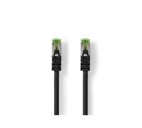 Câble Réseau Nedis Cat7 S/FTP 2m, Connecteurs RJ-45 Plaqué Or, 10 Gbps, 600 MHz, Conducteur Cuivre AWG26, Gaine LSZH, Noir, Ø5.8mm