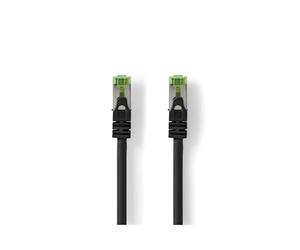Câble Réseau Nedis Cat7 S/FTP 2m, Connecteurs RJ-45 Plaqué Or, 10 Gbps, 600 MHz, Conducteur Cuivre AWG26, Gaine LSZH, Noir, Ø5.8mm