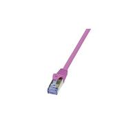 Câble réseau RJ45 CAT 6A S / FTP LogiLink - 2 connecteurs RJ45 - 0,25 m - Rose - CQ3019S