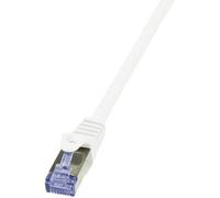 Câble réseau RJ45 LogiLink CAT 6a S/FTP 1.50 m blanc ignifuge avec cliquet d'encastrement