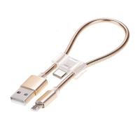 Câble Rétractable 24 cm 2A Micro USB USB-C pour Charge et Transfert de Données Or YONIS