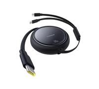 Câble Rétractable 2x USB-C 100W Charge Rapide et Transfert de données Noir