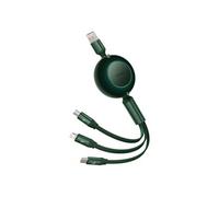cable retractable bright mirror 2 3in1 usb type a micro usb + lightning + usb type-c 66w 1.1m vert (camj010106)