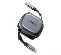 Câble rétractable haute vitesse 240 W USB C vers USB C PD3.1 Charge rapide Données 4 longueurs réglables TPE pour cordon tressé Gris