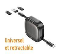 Câble Rétractable pour Crosscall Stellar M6 M6E X5, Core S5 Z5 X5 S4 M5 X4, Action X5 60W Universel