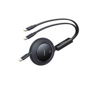 Câble rétractable USB-C 2-en-1 100 W 1,2 m - Noir