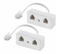 Câble RJ11 6P4C adaptateur mural téléphonique et séparateur, convertisseur mâle vers 2 femelles pour ligne fixe (blanc, lot de 2)