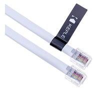 Câble RJ12 vers RJ12 2 m 6P6C Câble d'extension Plat Câble téléphonique Connecteur de Prise téléphonique mâle à mâle Routeur/Modem vers Prise téléphonique Fixe Ligne de données Câble RJ 12 (Blanc)