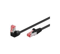 goobay Câble de raccordement CAT 6, haut débit, prise 90 degrés, câble réseau, Ethernet, Playstation, Xbox, DSL, PimF, prise RJ45, noir, 3 m 51545
