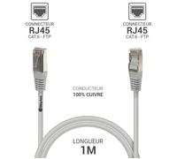 Waytex 33010 Cordon réseau RJ45 Cat6 Blindé FTP 1 m Gris