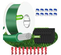 Cable Robot Tondeuse 100M + 50 Piquets + 10 Connecteurs de Câble + 10 Bornes de Connexion, Fil pour Robot Tondeuse, Câble pour Robots Tondeuses Compatible avec Gardena/Bosch/Worx/Yard Force etc
