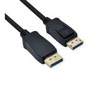 Câble ROLINE DisplayPort 1.5m Noir - Connecteurs Mâle/Mâle, DP 2.0, 7680x4320 60Hz, Contacts Or, Blindage Mylar, AWG30, 40Gbps - Lot de 10