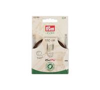 Prym 223995 - Corde en plastique naturel et accessoires - Pivotant à 360° - 150 cm - Corde interchangeable pour aiguilles à tricoter circulaires et crochets tunisiens - Marron