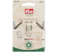 Prym 223991 - Corde en plastique naturel et accessoires - Pivotant à 360° - 60 cm - Corde interchangeable pour aiguilles à tricoter circulaires et crochets tunisiens - Marron