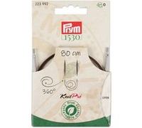 Prym 223992 - Corde en plastique naturel et accessoires - Pivotant à 360° - 80 cm - Corde interchangeable pour aiguilles à tricoter circulaires et crochets tunisiens - Marron
