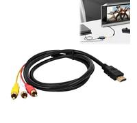 Câble rouge jaune blanc vers HDMI, adaptateur RCA vers HDMI, 1,5 m (59 pouces) 3 RCA câble, convertisseur audio vidéo AV pour émetteur HDTV DVD LCD projecteur 1080p