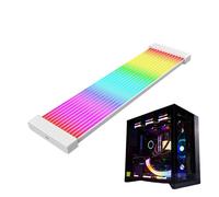 Câble RVB à 24 broches, câble PC RVB - Câble PC d'extension à 24 broches avec manches et adaptateur de connecteur coloré - Câble Atx RGB 24p/3 x 8 broches, composants internes PC super lumineux