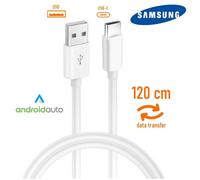 Câble Samsung USB vers USB-C Original 120 cm blanc, charge rapide et synchronisation data, produit neuf compatible Android Auto™