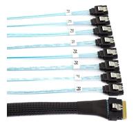 Câble SAS 4.0 Slimline SFF-8654 8i 74 broches hôte Raid vers 7 broches 8 SATA cible disque dur Fanout Raid câble répartiteur 1 à 8 100 cm